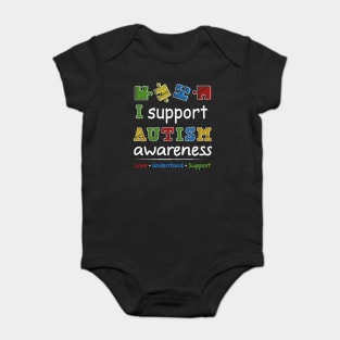 Support Autism Awareness Puzzle Pieces Baby Bodysuit